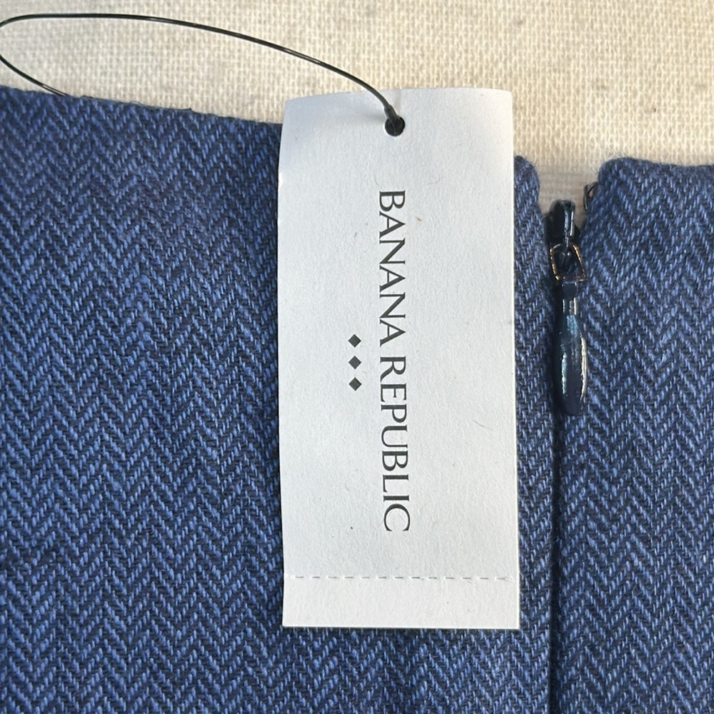 Banana Republic Classic Blue Herringbone Linen Blend Dress - Picture 3 of 13